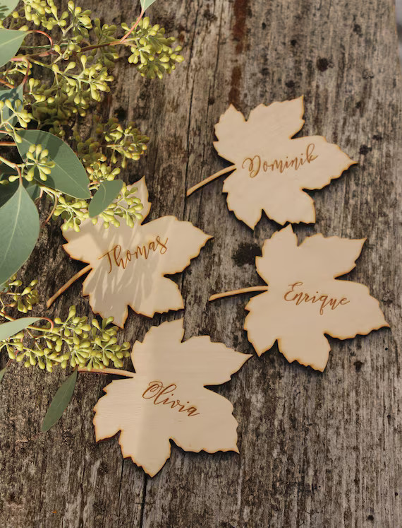 Laser Cut Leaf Place Cards Autumn Wedding Place Cards Maple - Etsy | Etsy (US)