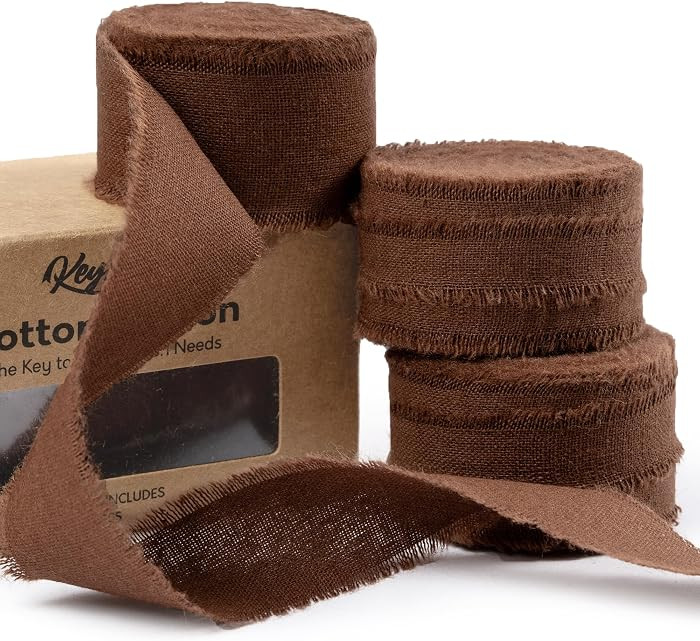 Brown Frayed Cotton Ribbon, 1 Inch, 15 Yards | Amazon (US)