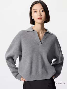 WOMEN'S SMOOTH COTTON RELAXED POLO SWEATER | UNIQLO AU | Uniqlo Australia