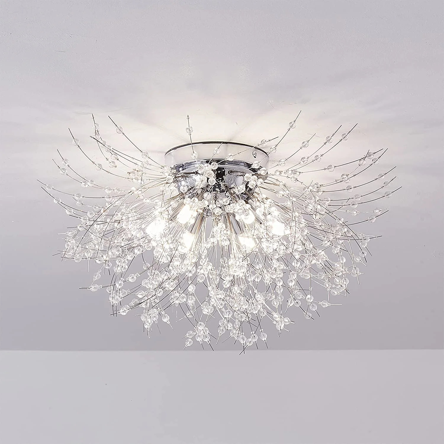 FETCOI, Modern Firework Chandeliers Crystal Ceiling Light Dandelion LED Pendant Light Fixture Han... | Walmart (US)