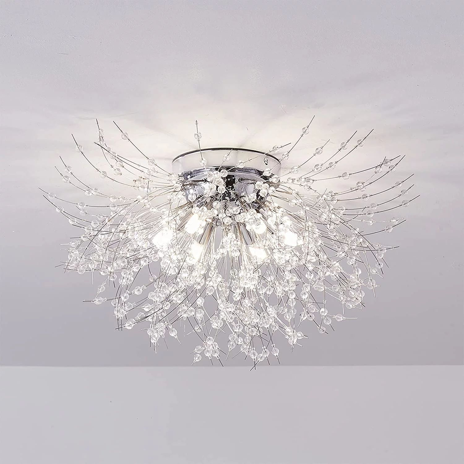 FETCOI, Modern Firework Chandeliers Crystal Ceiling Light Dandelion LED Pendant Light Fixture Han... | Walmart (US)