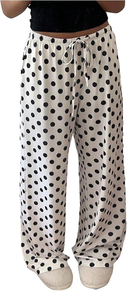 MakeMeChic Women's Summer Satin Silk Pants Casual Flowy Pants Beach Vacation Wide Leg Pants | Amazon (US)