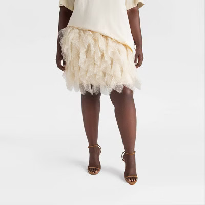 KBB by KAHLANA Women's 'The Ruffle Mini Skirt' - Cream XXL | Target