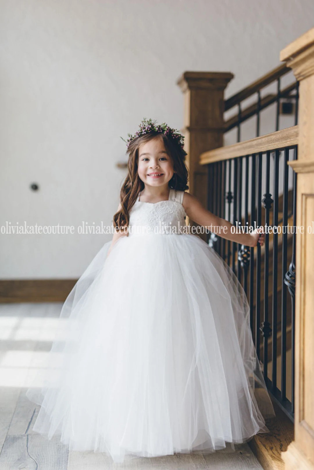 French Lace Flower Girl Dress Floor Length Ivory off White - Etsy | Etsy (US)
