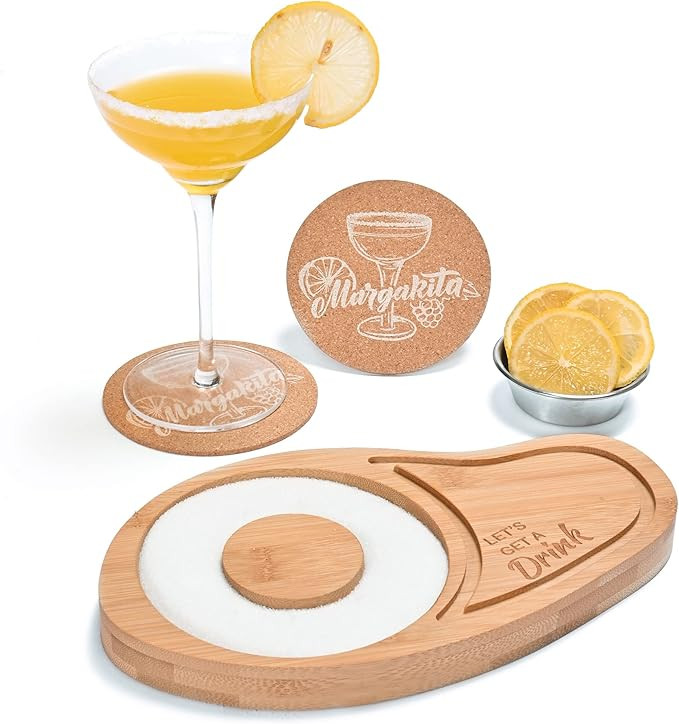 WILLOWDALE Margarita Salt Rimmer Set w/Coasters, Margarita Glass Rimmer for Cocktails Bamboo Suga... | Amazon (US)
