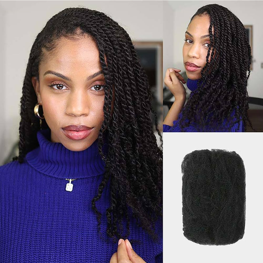 QVR Afro Kinkys Bulk Human Hair for Dreadlock Extensions Repair Locs, Twist Braiding Afro Kinky H... | Amazon (US)