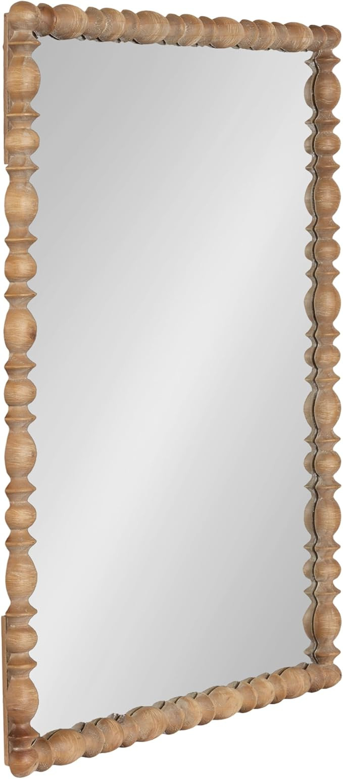 Kate and Laurel Prindle Turned Wood Beaded Rectangle Mirror, 23 x 34, Hazelnut, Vintage Coastal R... | Amazon (US)