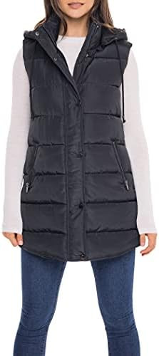 Sebby S.E.B Women's Long Puffer Vest, Quilted Faux Down Filled Hooded Vest for Fall and Winter | Amazon (US)