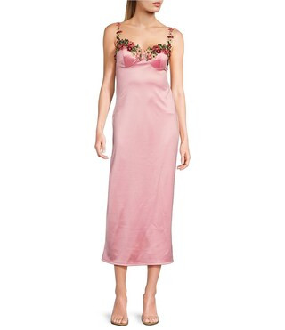 Adjustable Spaghetti Straps Sweetheart Neckline Floral Lace Dress | Dillard's