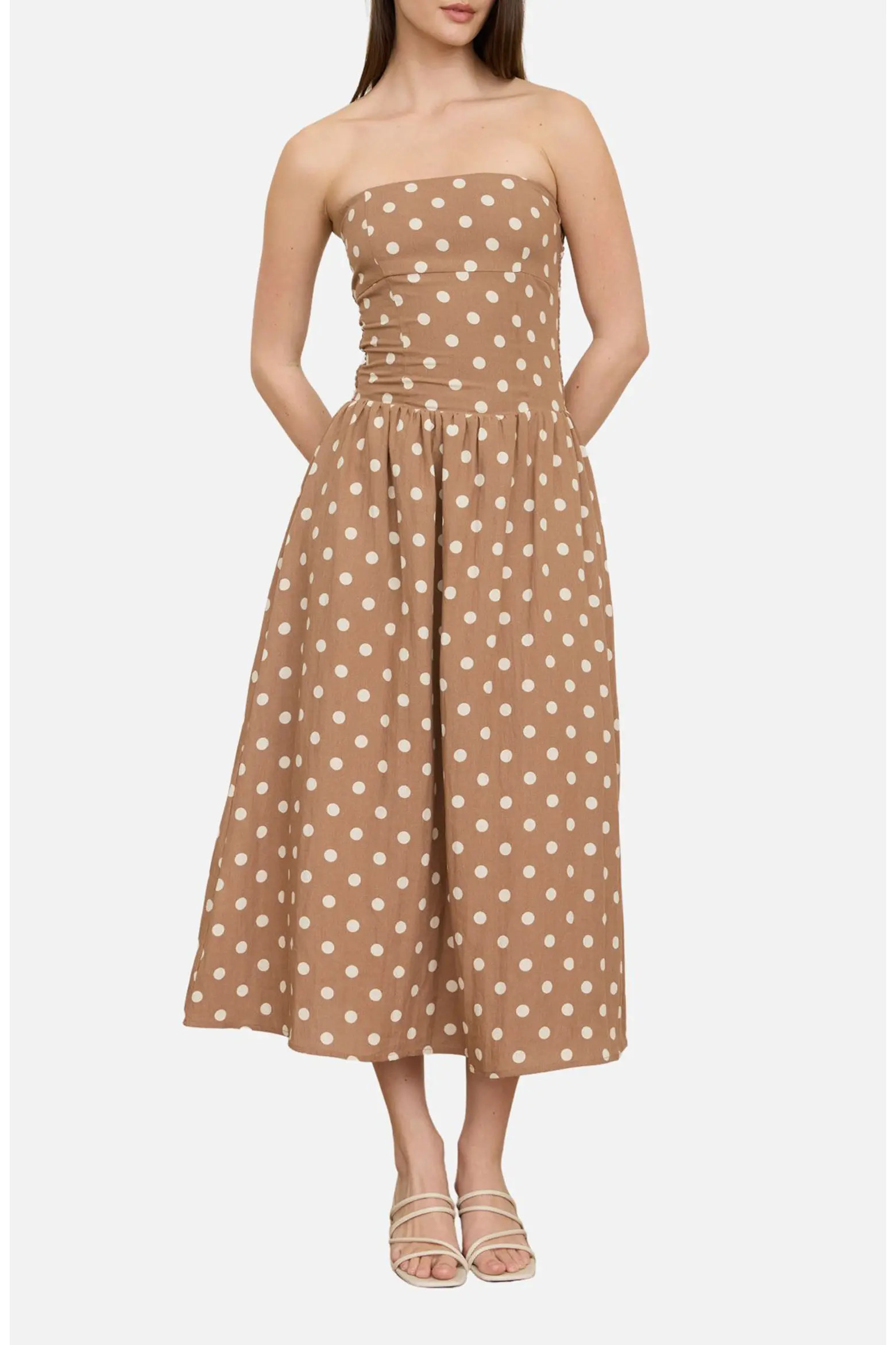 Blu Pepper Polka Dot Strapless Midi Dress (Women) | Nordstromrack | Nordstrom Rack