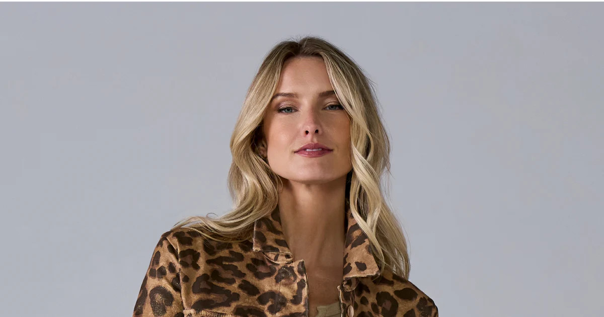 Metallic Cheetah Utility Jacket - Gilded Cheetah | Boston Proper | Boston Proper