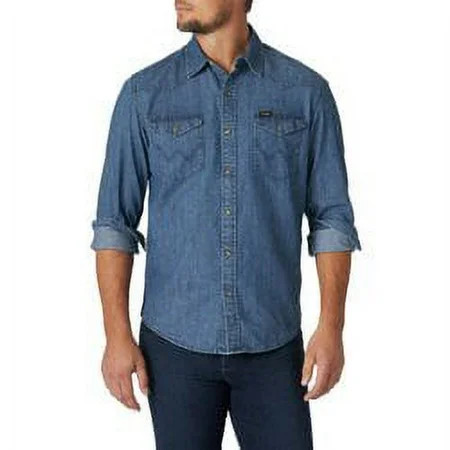 Wrangler Men s Long Sleeve Denim Tops Size S-3XL | Walmart (US)