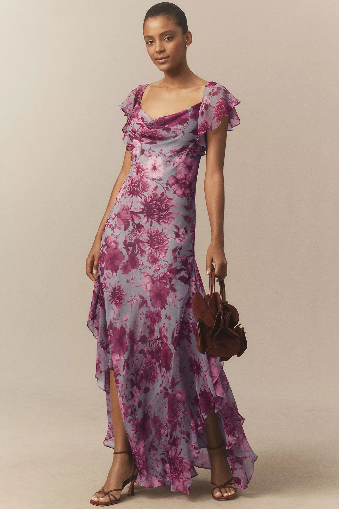 BHLDN Ruffle Chiffon Maxi Dress | Anthropologie (US)