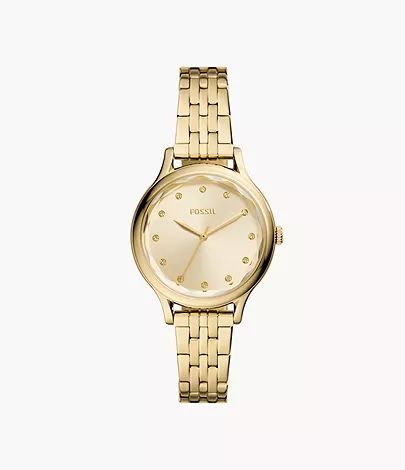 Laney Three-Hand Gold-Tone Stainless Steel Watch | Fossil (US)