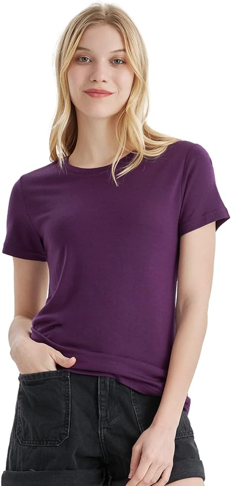 Merino Protect 100% Merino Wool T Shirts Women Crew Neck Tops Short Sleeve Odor Resistance Base L... | Amazon (US)