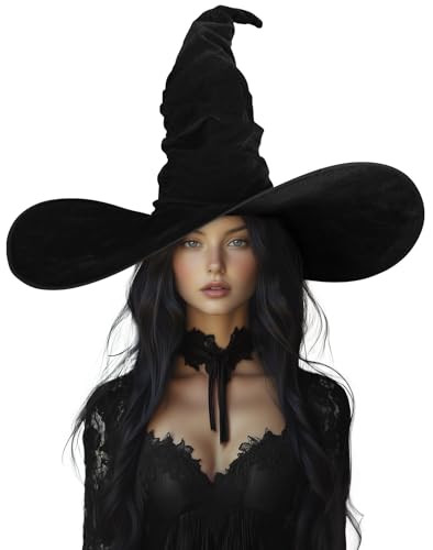 UQJE Women's Witch Hat Adult Ruched Witches Hat Halloween Costume | Amazon (US)