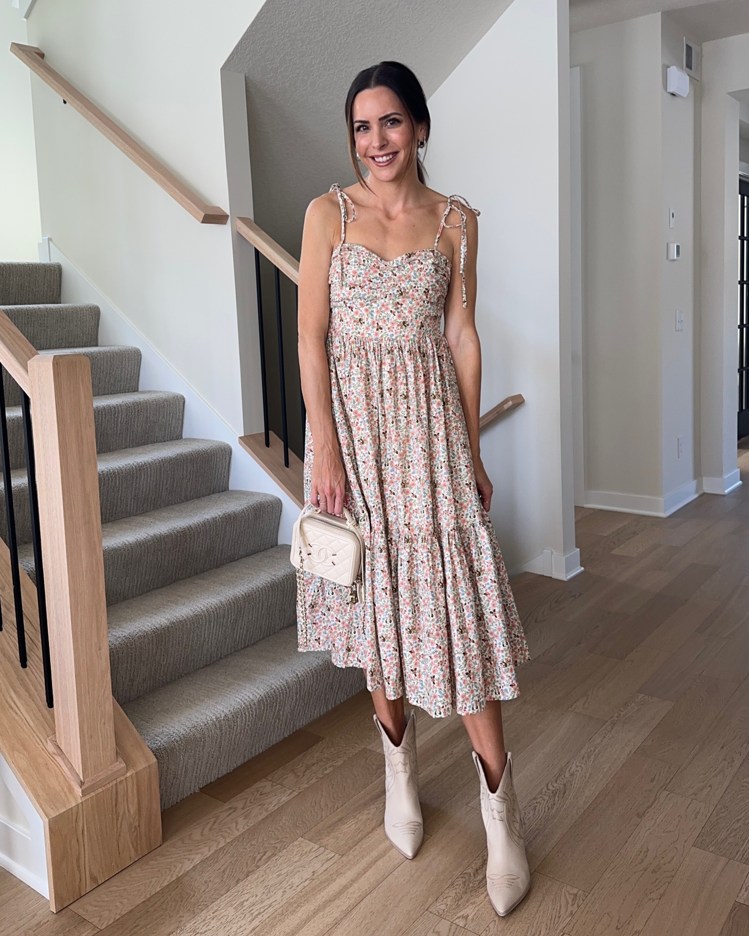 Floral midi dress: true to size (S) 5’7” 
Boots: true to size 

Casual wedding guest dress, barn wedding guest dresses 

#LTKwedding #LTKstyletip #LTKFind