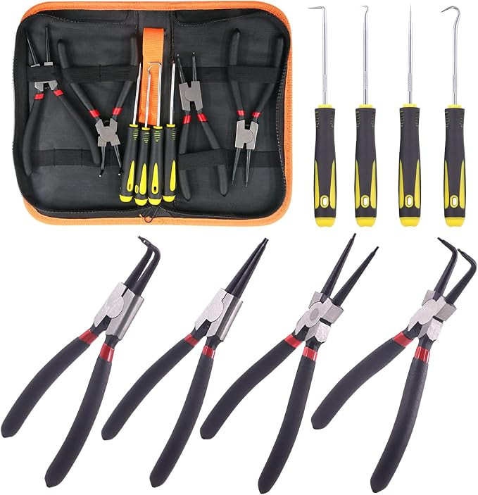 Rustark 8Pcs 7 Inch Snap Ring Pliers Heavy Duty Hook Tool Set Internal External Circlip Pliers To... | Amazon (CA)