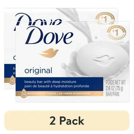 (2 pack) Dove Beauty Bar Soap for Women Original with 1/4 Moisturizing Cream All Skin, 2.6 oz | Walmart (US)