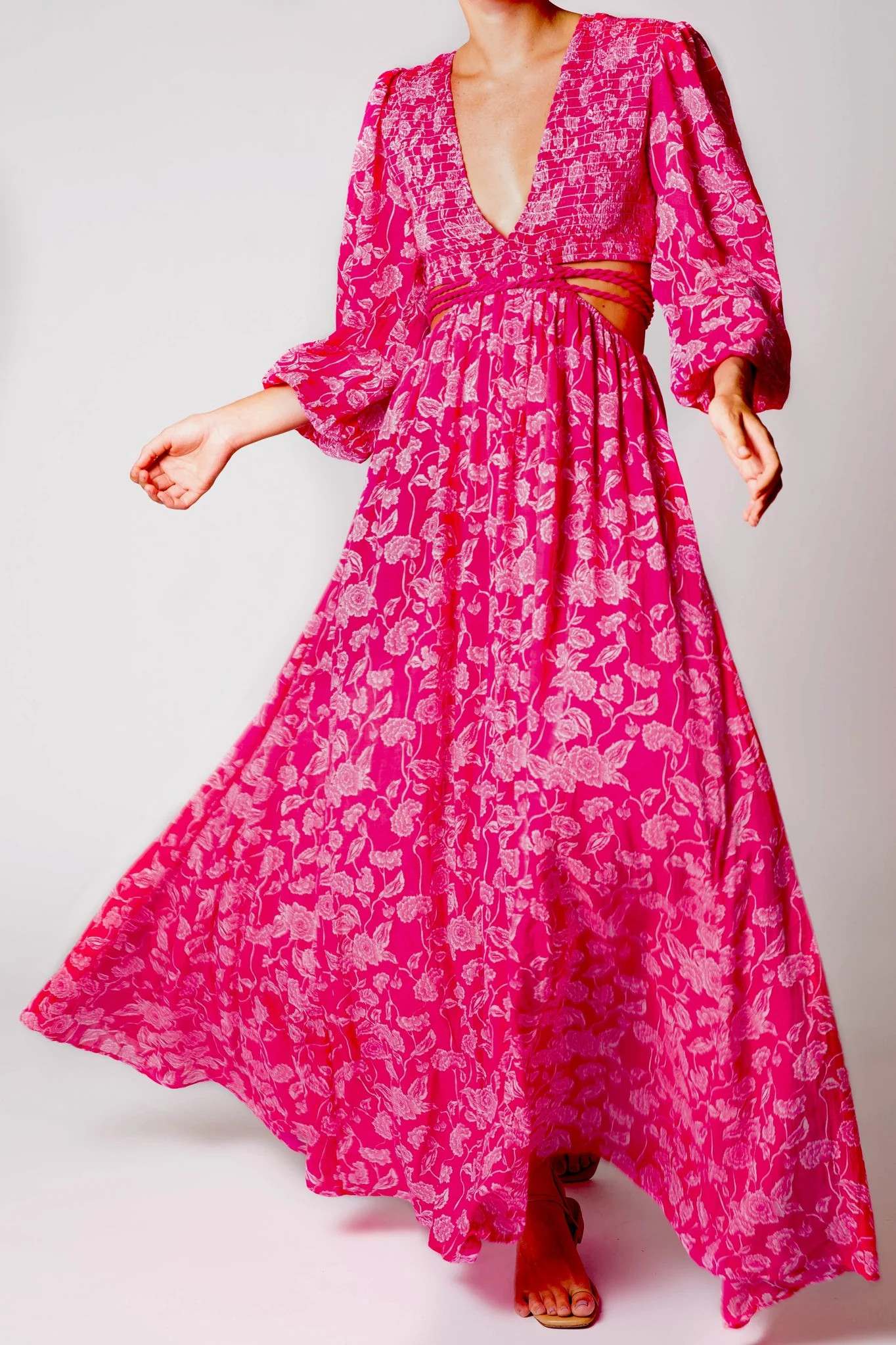 Farrah Printed Gauze Dress - Bougainvillea by Miguelina | Support HerStory