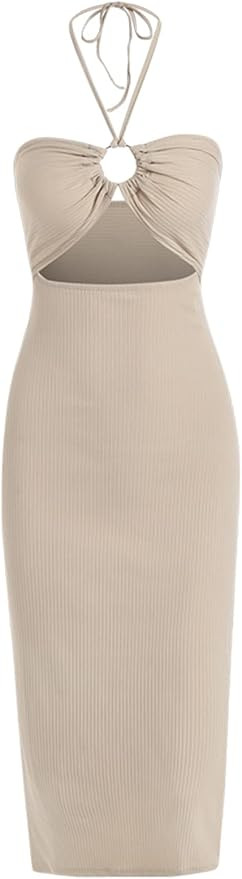 ZAFUL Women's Sleeveless Dress Sex Midi Halter Dresses Criss Cross Cami Womens Dresses Dress for ... | Amazon (US)