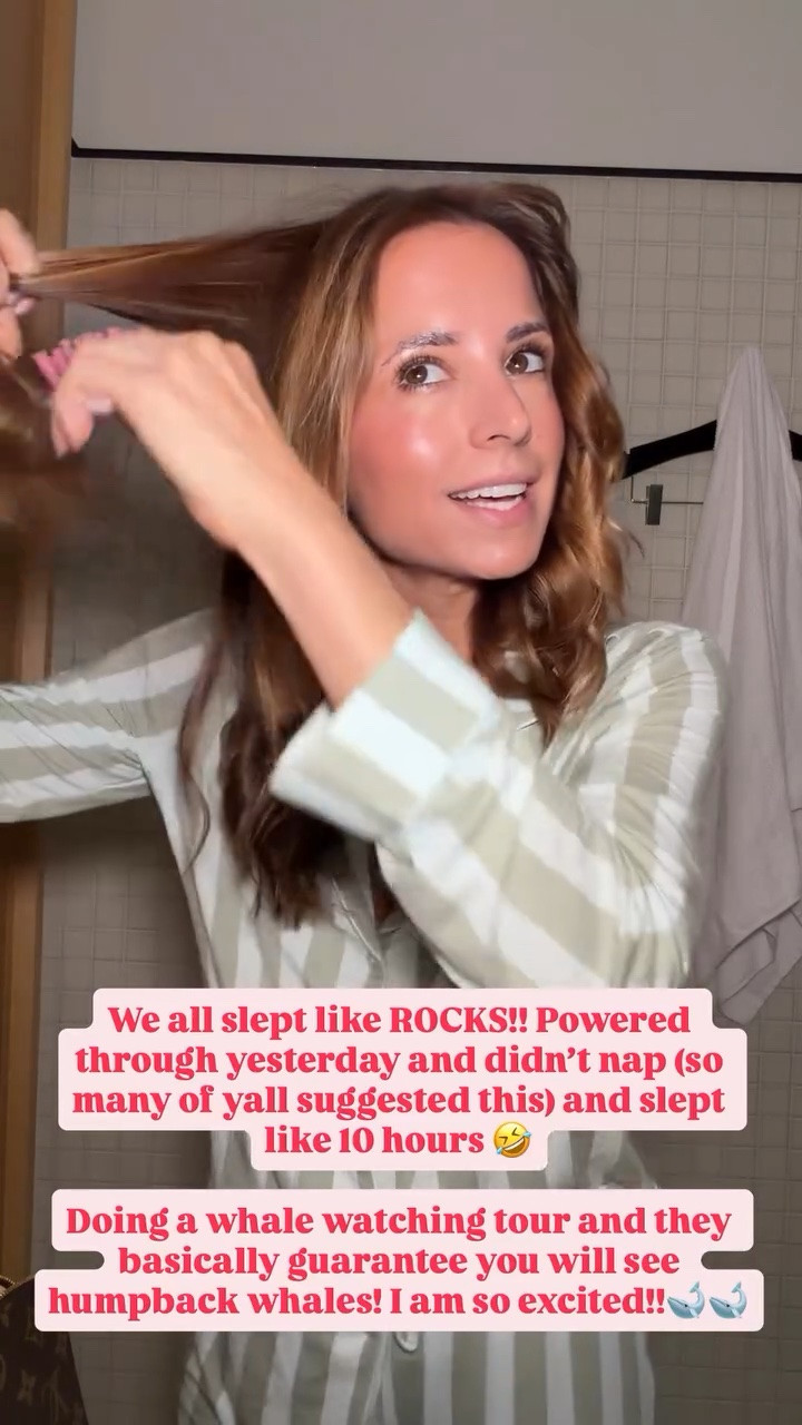 XS in the best pajamas! Striped pajama set. We all slept like ROCKS!! Powered through yesterday and didn’t nap (so many of yall suggested this) and slept like 10 hours 🤣

Doing a whale watching tour and they basically guarantee you will see humpback whales! I am so excited!!🐋🐋

#LTKootd #LTKmorningroutine #LTKBeauty
