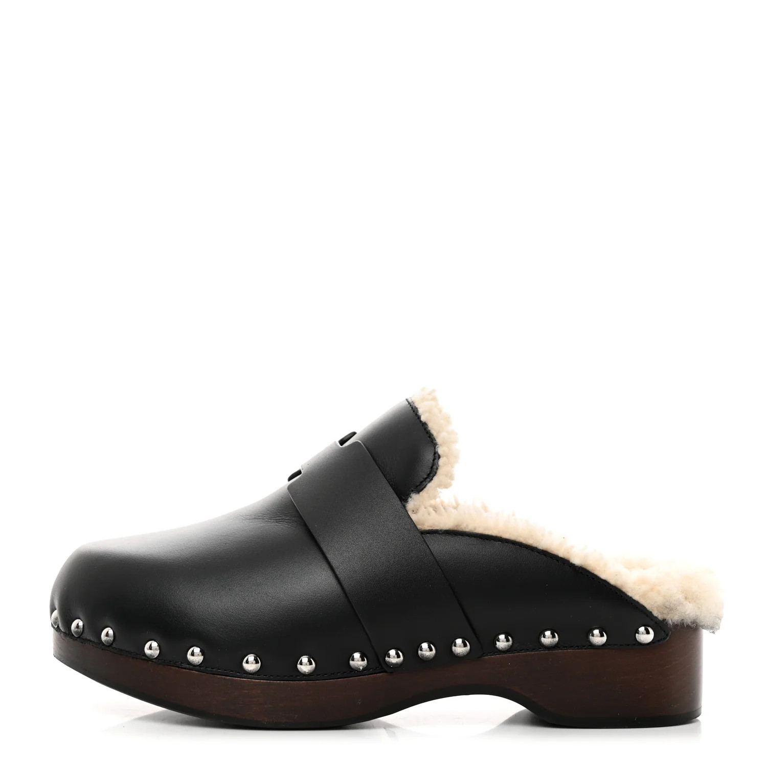 Calfskin Wool Calya Mules 35 Black | FASHIONPHILE (US)