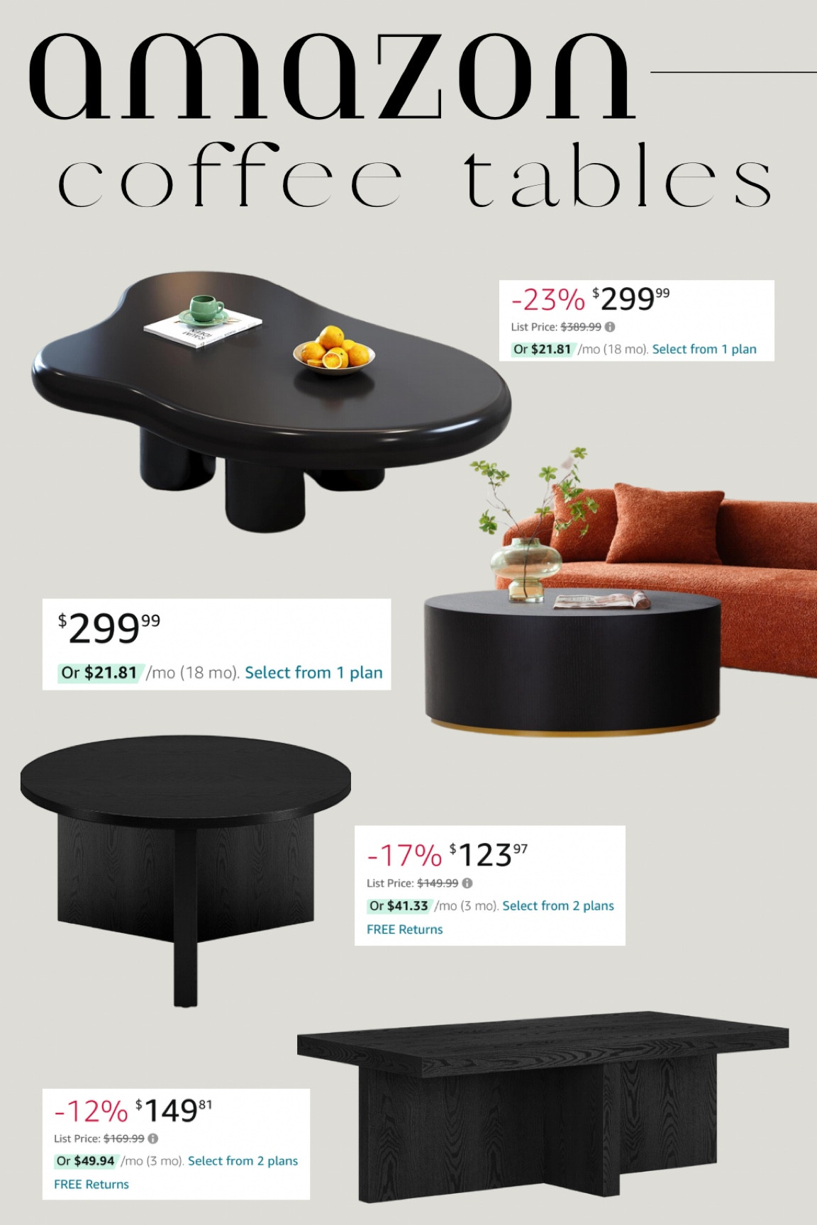 Amazon Inexpensive Coffee Tables

Coffee Tables
Modern
Home
Living Room
Amazon

#LTKsalealert #LTKhome #LTKSeasonal