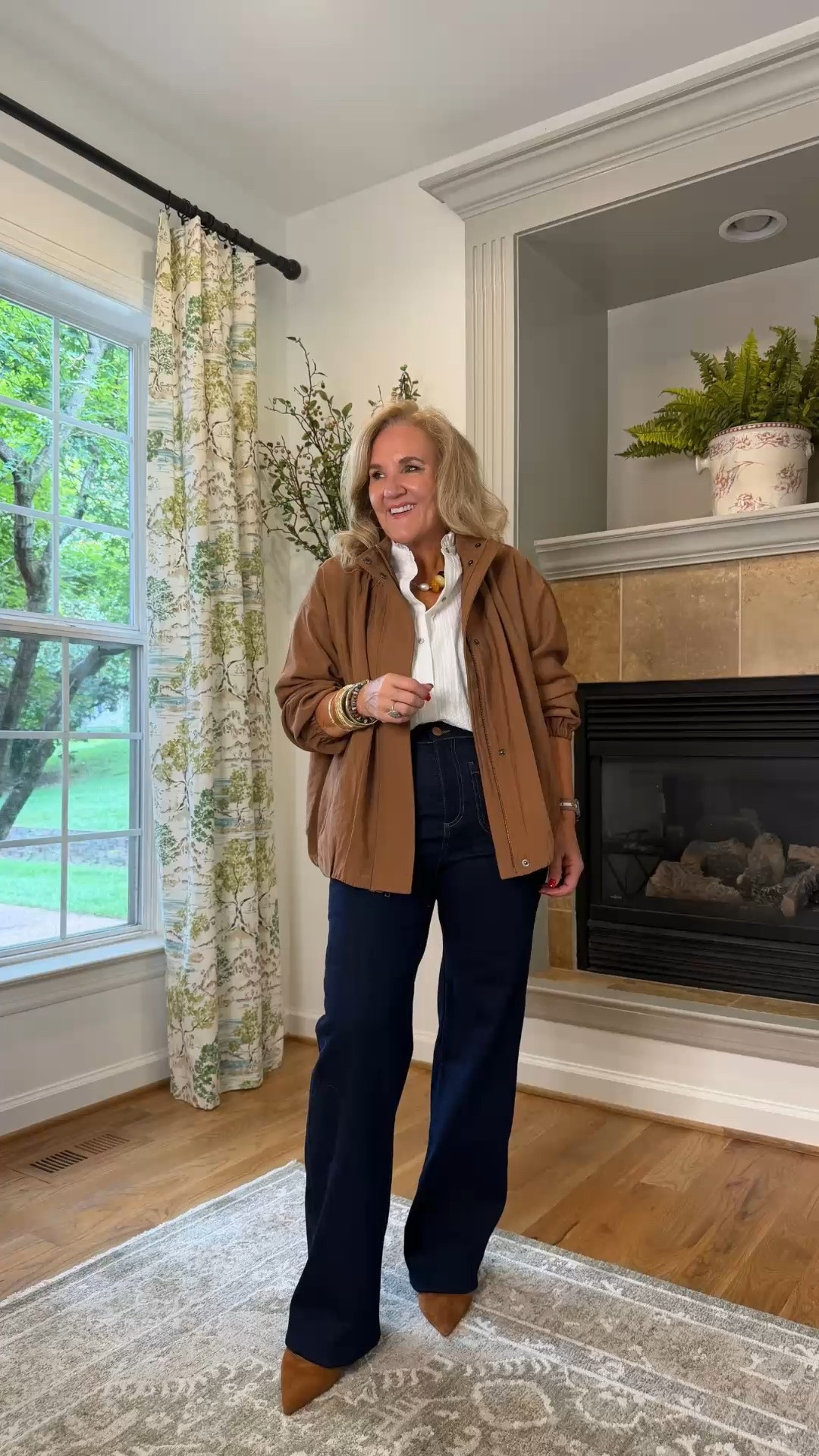 This brown jacket and dark wide-leg denim combination is such an easy fall outfit. The warm cognac tones work beautifully with the deep denim, while the pointed shoes add a polished finish and help elongate the look. It’s comfortable enough for everyday plans but still feels pulled together and sophisticated.

💡 LTK MADE EASY
❤️ Heart = Support my posts!
🔖 Save = Get sale & restock alerts
📋 Lists = Keep favorites organized
📲 Share = Send lists and products to a friend. Hello, Christmas List!
💬 Comment = Ask me anything about what I'm wearing.:-)

#LTKootd #LTKOver40 #LTKWorkwear