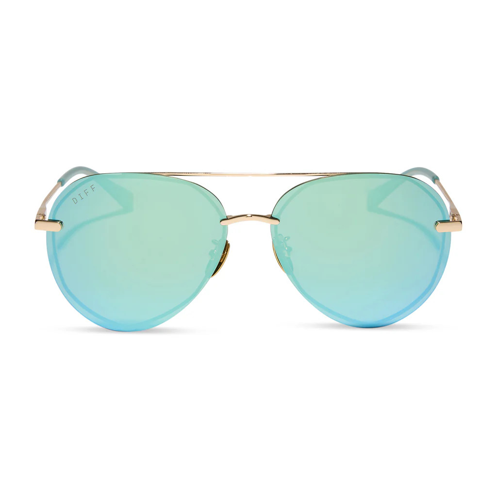 LENOX - GOLD + AQUATIC AWE MIRROR SUNGLASSES | DIFF Eyewear
