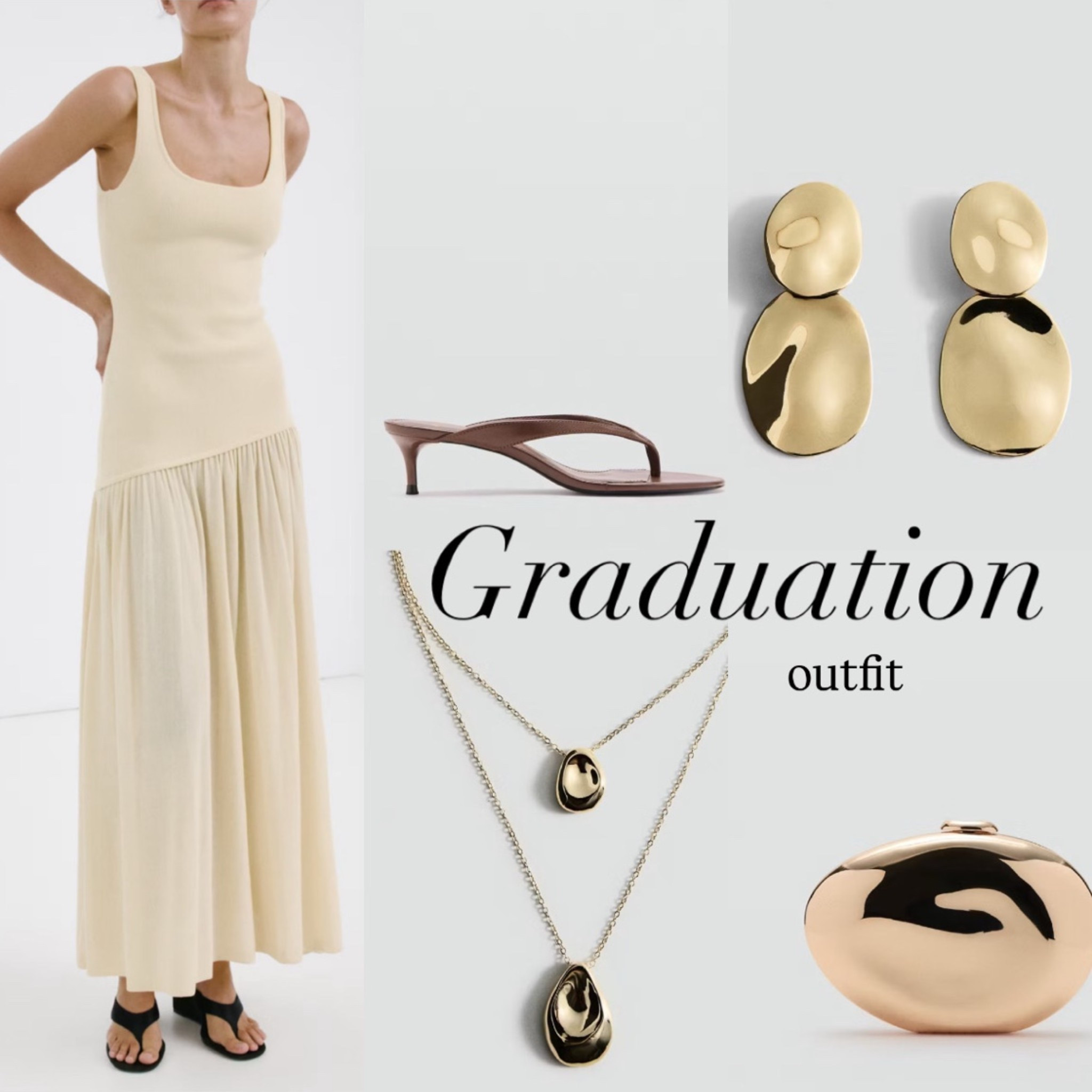 Not sure what to wear for graduation here’s an idea!
Earrings! 
Dress 
Sandals 
Necklace 
Mango