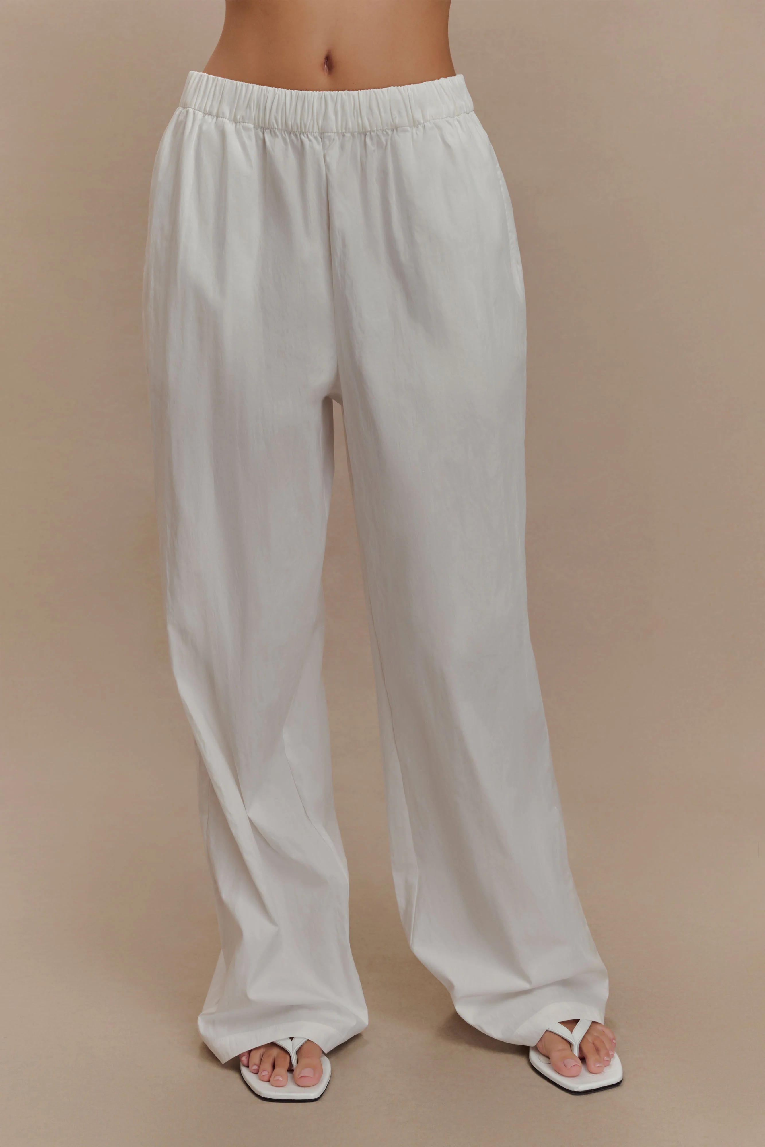 Campbell Cotton Wide Leg Pants - White | MESHKI US