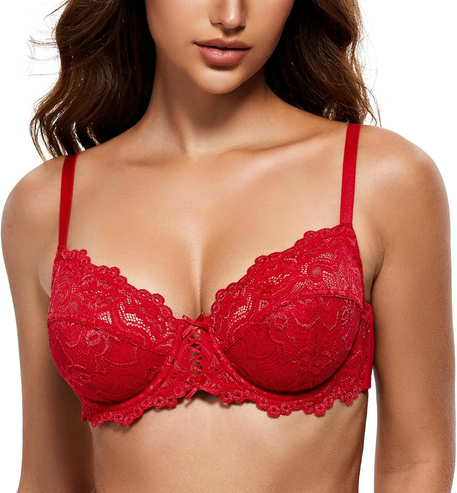 WingsLove Women's Floral Lace Bra Underwire Non Padded Soft Cup Full Coverage | Amazon (UK)