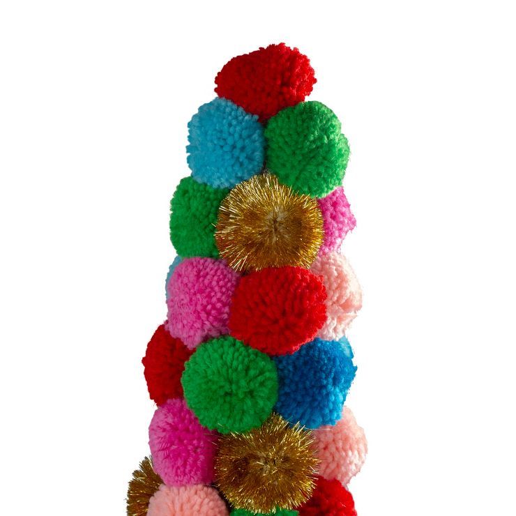 Northlight 23.75" Multi-Color Bohemian Wool Pom Pom Christmas Cone Tree | Target