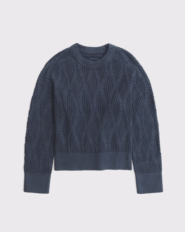 The A&F Madeline Washed Cable Crew Sweater | Abercrombie & Fitch (US)