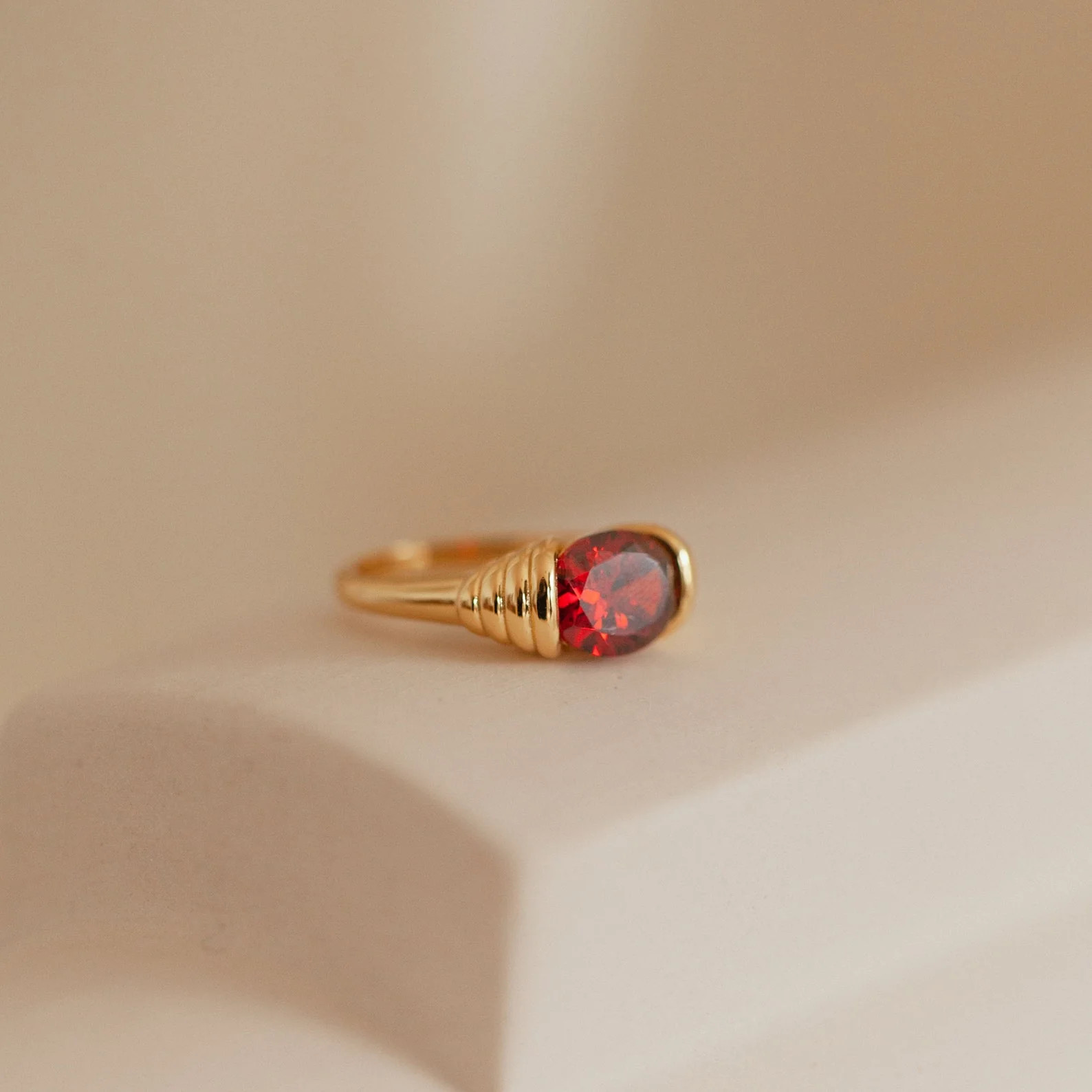 Garnet Signet Ring | Caitlyn Minimalist