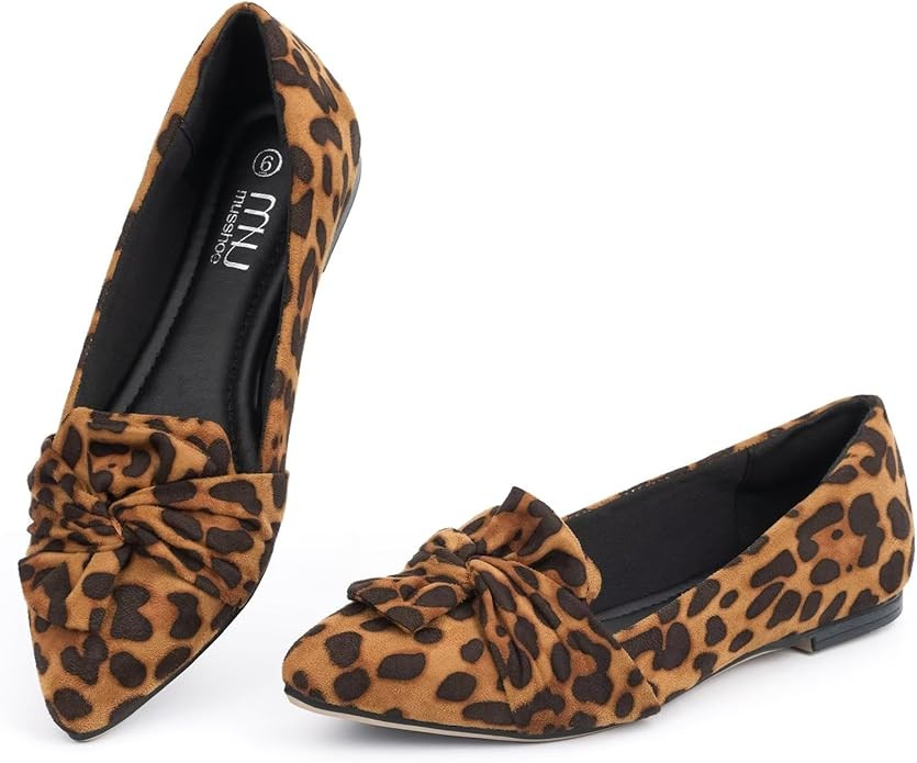 MUSSHOE Women's Flats Dressy Pointed Toe Comfortable Bowknot Ballet Flats Shoes | Amazon (US)