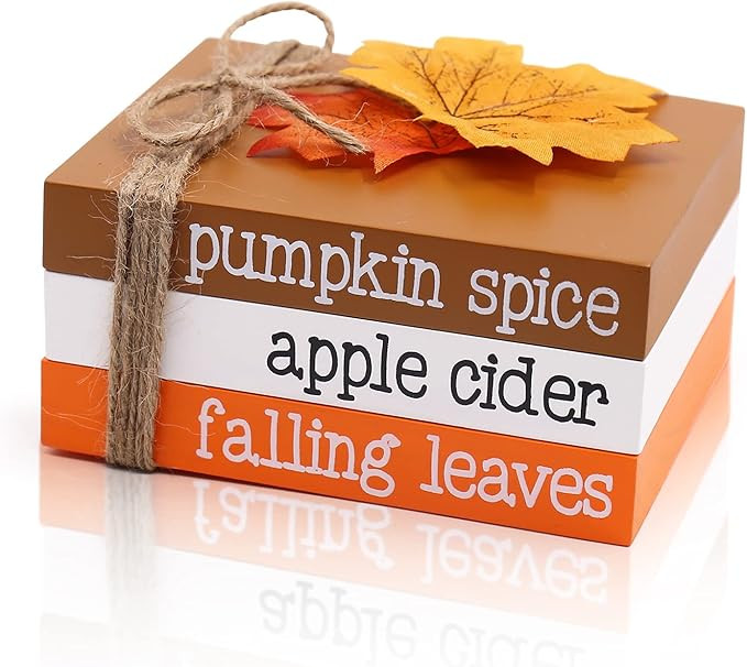 Fall Decor-Fall Tiered Tray Decor-Fall Decorations for Home Maple Pumpkin Wooden Book Stacks Autu... | Amazon (US)