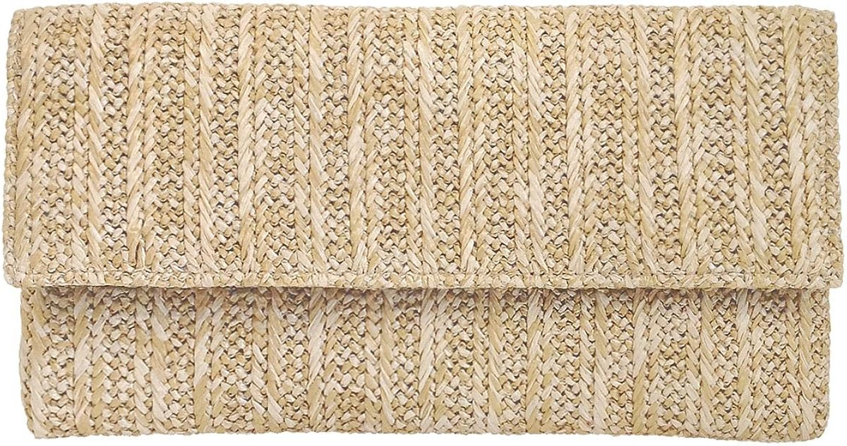 JNB Natural Straw Flat Clutch | Amazon (US)