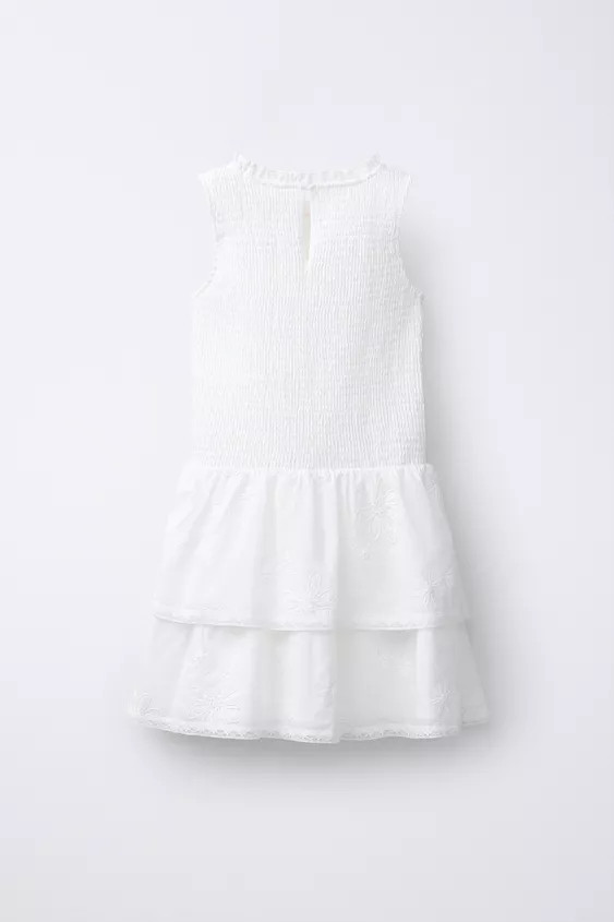 DRESS WITH RUFFLES AND EMBROIDERED FLOWERS | Zara UK