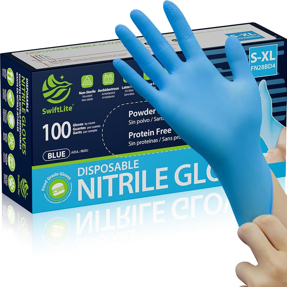SWIFTLITE Nitrile Gloves, Food Safe Disposable Gloves Latex Free, Blue Rubber Gloves Powder Free ... | Amazon (US)