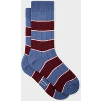Paul Smith Women's Blue Block Stripe Ribbed Socks | Paul Smith US