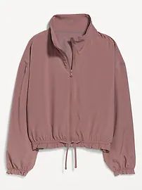 Water-Repellent Packable StretchTech Ruffle-Trimmed Zip-Front Jacket for Women | Old Navy (US)