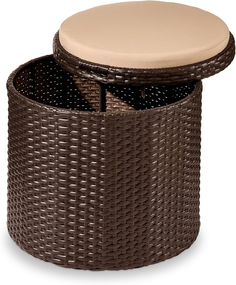 Best Choice Products Round Wicker Ottoman, Multipurpose Outdoor Furniture for Patio, Backyard, Ad... | Amazon (US)