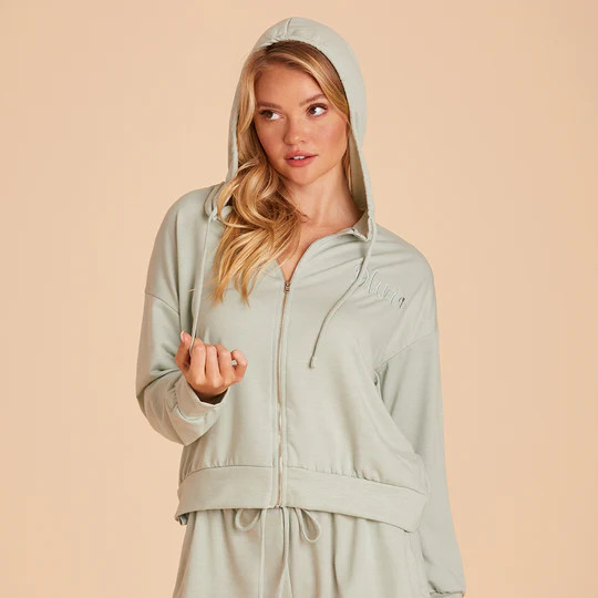 Zip Up Hoodie - Sage | Birdy Grey