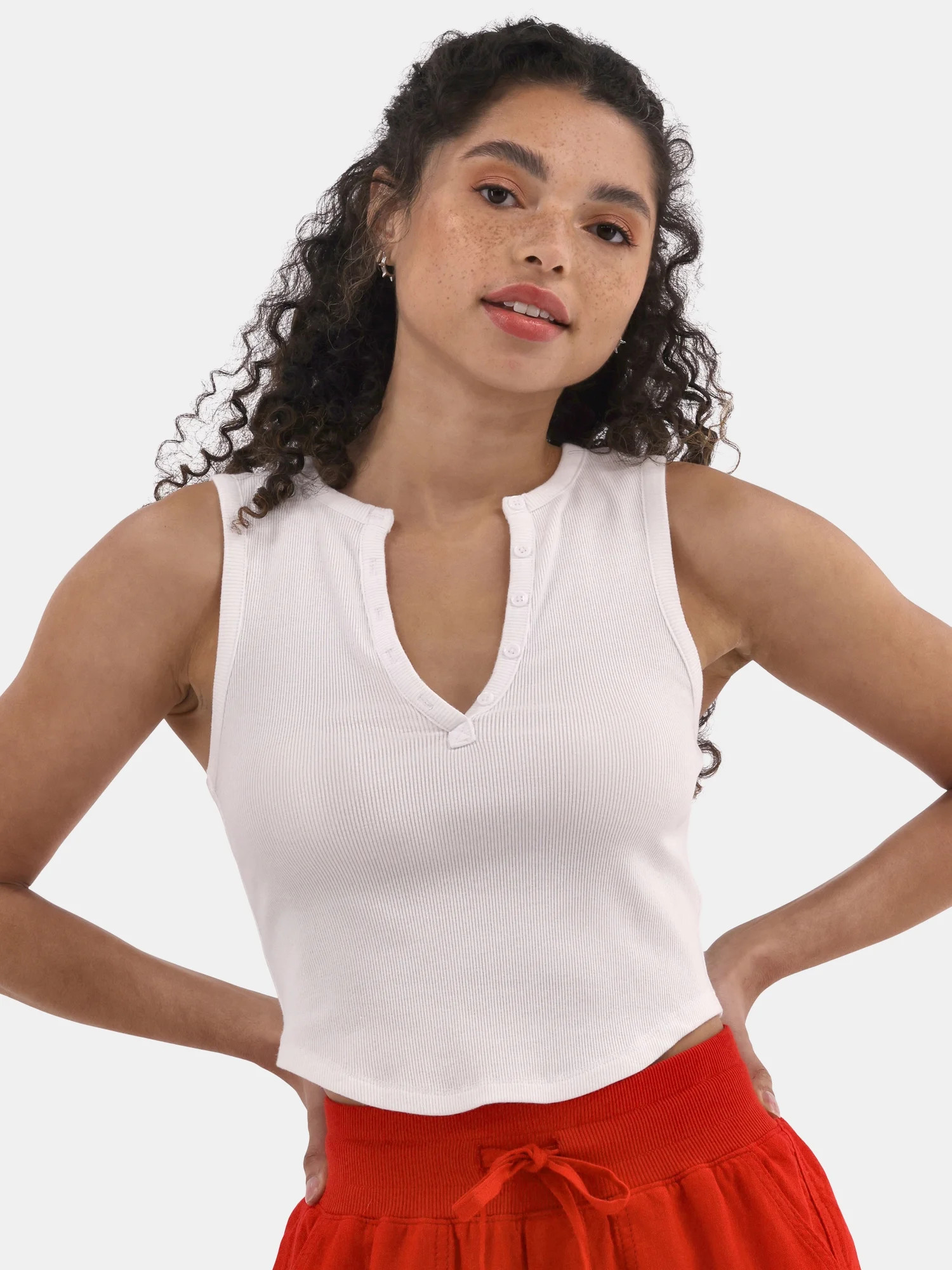 No Boundaries Rib Henley Tank, Women's | Walmart (US)