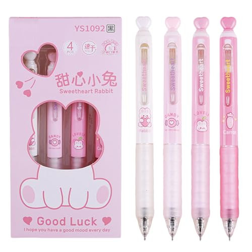 MOZXIRZ 4 Pcs Cute Retractable Pens Pink Heart Soft Grip Gel Pens Black Ink Pens 0.5mm Fine Point Smooth Writing Pens Office School Supplies Women Men (Pink) | Amazon (US)
