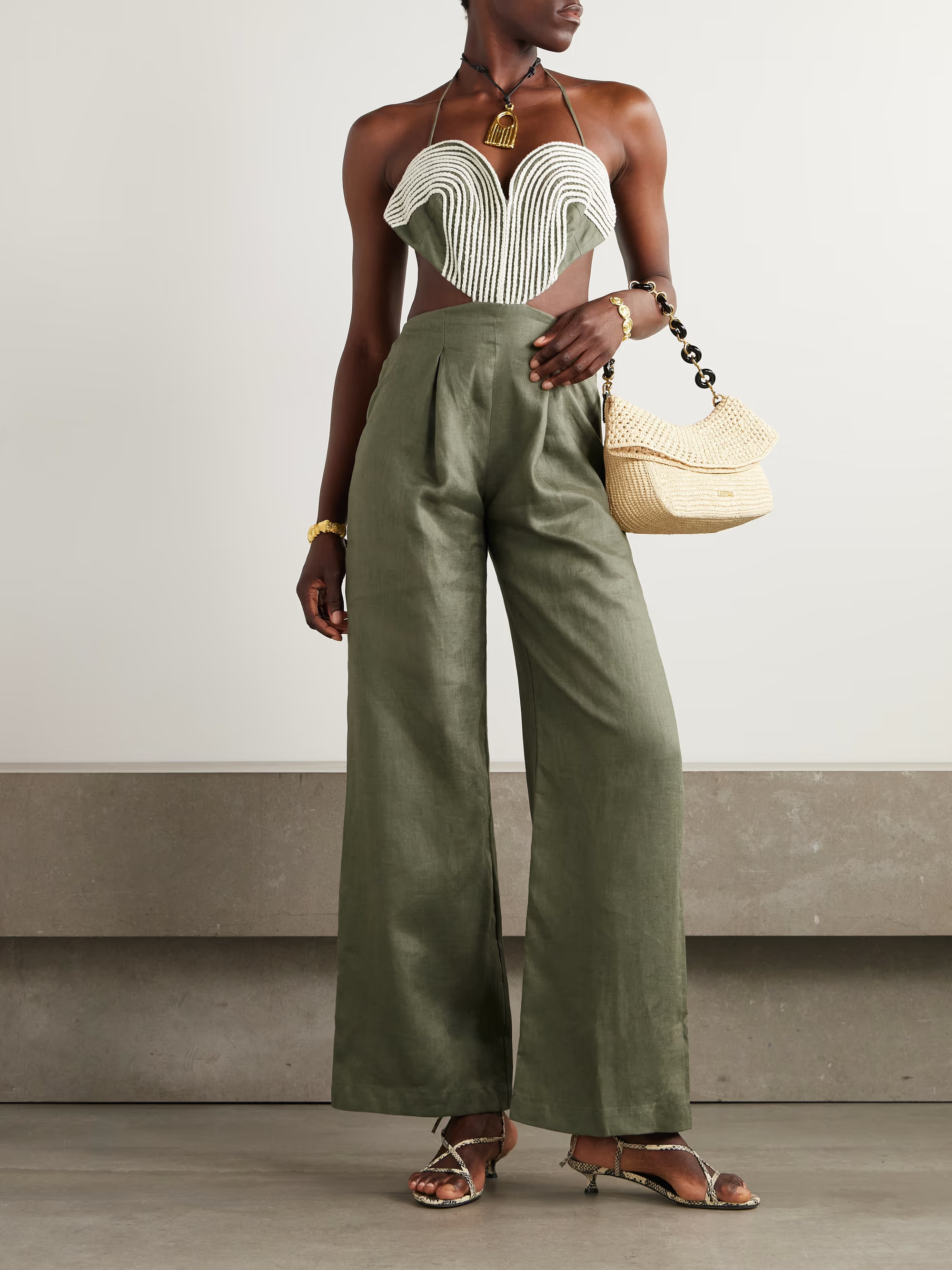 Zinnia cutout embroidered linen jumpsuit | NET-A-PORTER APAC