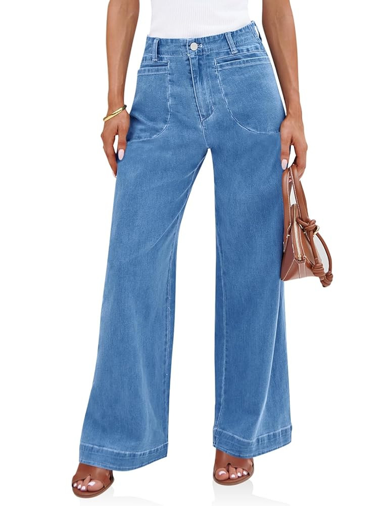 Cicy Bell Womens Wide Leg Jeans High Waisted Stretchy Baggy Loose Denim Casual Pants with Pockets | Amazon (US)