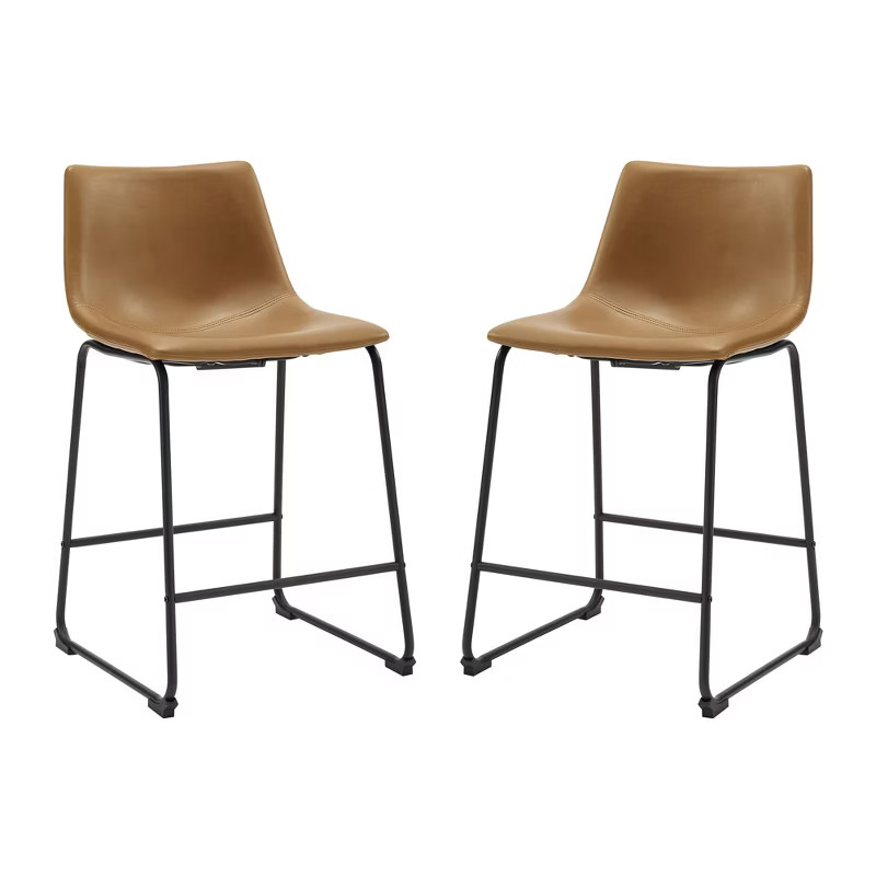 Set of 2 Laslo Modern Upholstered Faux Leather Counter Height Barstools - Saracina Home | Target